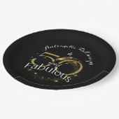 50th誕生日パーティー金ゴールドとブラック50と素晴らしい ペーパープレート (アングル)