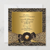 50th誕生日パーティー金ゴールドヒョウのコーヒーブラウン 招待状 (裏面)