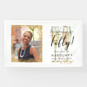 50th誕生日パーティー金ゴールドフォトバナー 横断幕 (横)