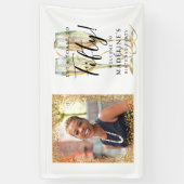 50th誕生日パーティー金ゴールドフォトバナー 横断幕 (縦)