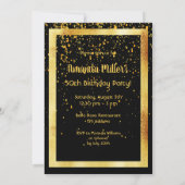 50th誕生日パーティー金ゴールドフレームブラック 招待状 (裏面)