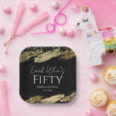 50th誕生日パーティー金ゴールドブラックルック誰が ペーパープレート (パーティー)