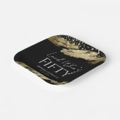 50th誕生日パーティー金ゴールドブラックルック誰が ペーパープレート (傾斜あり)