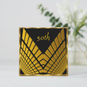 50th誕生日パーティー金ゴールドブラック金ゴールド1 招待状 (スタンド正面)