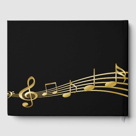 50th誕生日パーティー金ゴールドミュージックノート黒 ゲストブック (裏面)