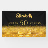 50th誕生日パーティー黒い金ゴールド名ようこそ 横断幕 (横)