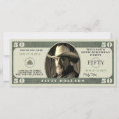 50th誕生日パーティー50ドル手形サンキューカード (正面)
