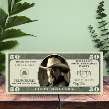 50th誕生日パーティー50ドル手形サンキューカード