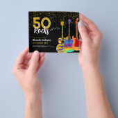 50th誕生日パーティー50ロック金ゴールドグリッター予算 チラシ (手)