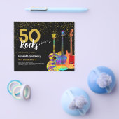 50th誕生日パーティー50ロック金ゴールドグリッター予算 チラシ (シングル)