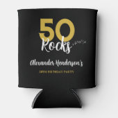 50th誕生日パーティー50 Rocks パーソナライズされた 缶クーラー (正面)