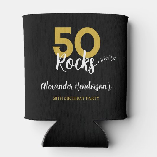 50th誕生日パーティー50 Rocks パーソナライズされた 缶クーラー (裏面)