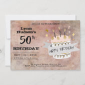 50th誕生日パーティー、あなたの名前、招待状 招待状 (正面)