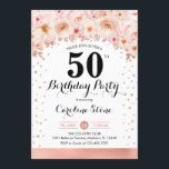 50th誕生日パーティー – バラ金ゴールド花 招待状<br><div class="desc">50歳の誕生日パーティーの招待状。エレガントデザインのグリッターフェイクバラ金ゴールドとフローラアクセント。招待状カード(スクリプトフォントと紙吹雪)。赤面コーラルピンク、白。30日のスタイリッシュお祝いに最適。メッセージもしメッセージはカスタム年齢。</div>