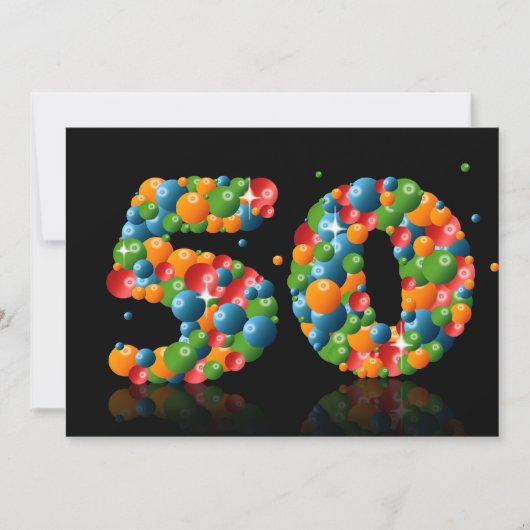 50th誕生日パーティー、泡とボール 招待状 (正面)