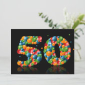 50th誕生日パーティー、泡とボール 招待状 (スタンド正面)