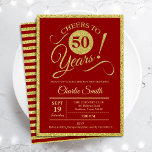 50th誕生日パーティー – 金ゴールドレッド任意の年齢 招待状<br><div class="desc">50歳の誕生日パーティーの招男性へ待または女性。エレガント招待状カードは赤でフェイクグリッター金ゴールド箔。機能タイポグラフィスクリプトフォント。応援50年！任意のパーソナライズされた年に入ることができる。マイルストーンの大人の毎日お祝いに最適。</div>