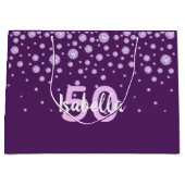 50th誕生日パープルピンクの名前ダイヤモンド ラージペーパーバッグ (正面)