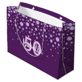 50th誕生日パープルピンクの名前ダイヤモンド ラージペーパーバッグ (裏面アングル)