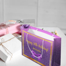 50th誕生日パープルピンクグリッターモノグラム名