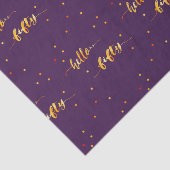 50th誕生日パープル金ゴールドこんにちは50タイポグラフィ 薄葉紙 (詳細)