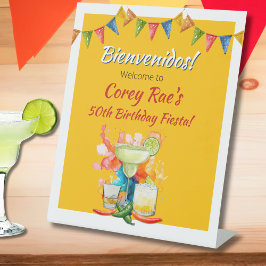 50th誕生日フィエスタテーマのBienvenidos Welcome 台座サイン