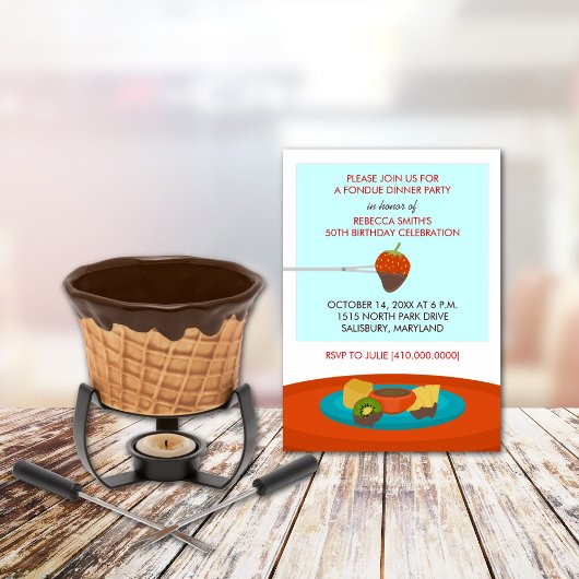 50th誕生日フォンデュディナーパーティの招待状 招待状