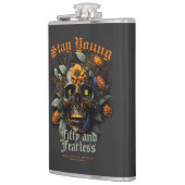 50th誕生日ブラックオレンジスカルステイヤング フラスク (左)