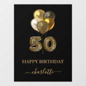 50th誕生日ブラック金ゴールドレオパード名スクリプト ウィンドウサイン (シート)