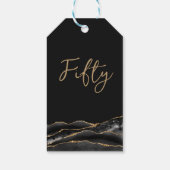 50th誕生日ブルー金ゴールドアゲートサンキュー ギフトタグ (裏面)