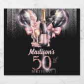 50th誕生日ラグジュアリーバラワイン スパークリングワインラベル (シングルラベル)