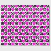 50TH誕生日ラブハート ラッピングペーパー (フラット)