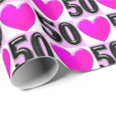 50TH誕生日ラブハート ラッピングペーパー (ロールコーナー)