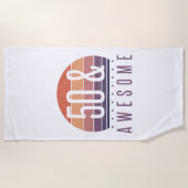 50th誕生日レトロサンセット ビーチタオル (正面)