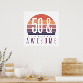 50th誕生日レトロサンセット ポスター (キッチン)