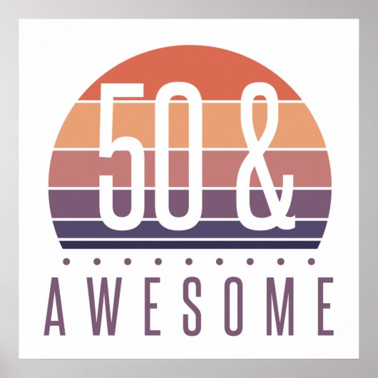 50th誕生日レトロサンセット ポスター (正面)