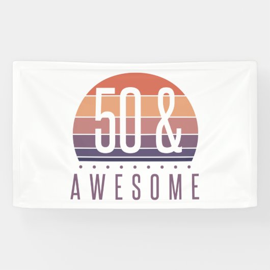 50th誕生日レトロサンセット 横断幕 (横)