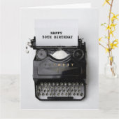 50TH誕生日ヴィンテージタイプライターグリーティングカード カード (黄色い花)