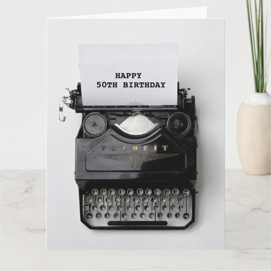 50TH誕生日ヴィンテージタイプライターグリーティングカード カード (正面)