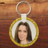 50th誕生日写真ありがとう好意金ゴールドグリッター キーホルダー (裏面)