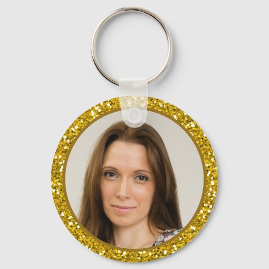 50th誕生日写真ありがとう好意金ゴールドグリッター キーホルダー (裏面)