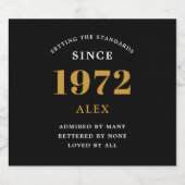 50th誕生日名1972ブラック金ゴールドシック ビールラベル (シングルラベル)