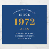 50th誕生日名1972青金ゴールドシック ビールラベル (シングルラベル)