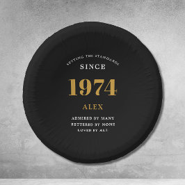 50th誕生日名1974ブラック金ゴールドシック ペーパーボウル