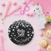 50th誕生日白黒ダイヤモンド名 ペーパープレート (パーティー)