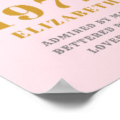 50th誕生日1972ピンクエレガントグレイ金ゴールドシック ポスター (角)