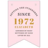 50th誕生日1972ピンク金ゴールド名シック バンティングフラッグ (第1の旗)