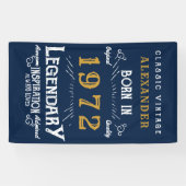 50th誕生日1972名前を追加Blue金ゴールド伝説 横断幕 (横)