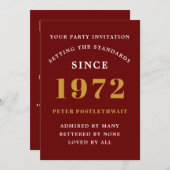 50th誕生日1972赤金ゴールドシック 招待状 (正面/裏面)