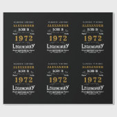 50th誕生日1972黒金ゴールド追加の名前レジェンダー ラッピングペーパー (フラット)